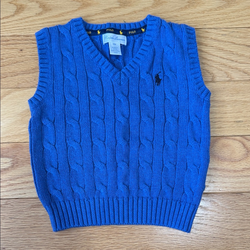 Ralph Lauren Blue Cable Knit sweater sleeveless